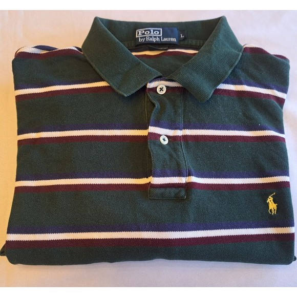 Polo Ralph Lauren Other - VTG Polo Ralph Lauren Shirt Men's LARGE Green Blue Red STRIPED Pony Logo Rugby